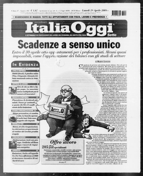 Italia oggi : quotidiano di economia finanza e politica